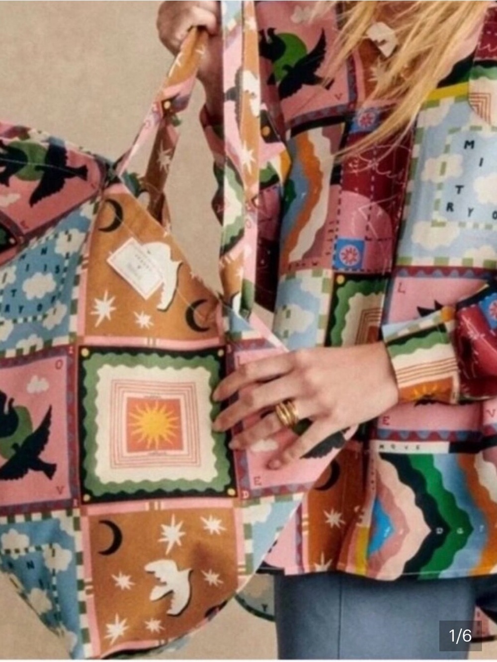 Sezane x Pangea Patchwork Tote Bag - Canvas - NWOT